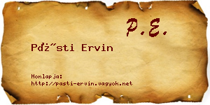 Pásti Ervin névjegykártya